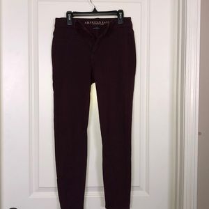 Super stretchy maroon american eagle jeans